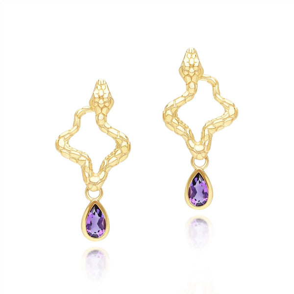 gemondo ECFEW™ Amethyst Snake Drop Earrings in Gold Plated Sterling Silver