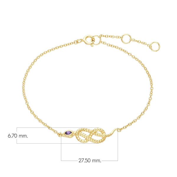 Gemondo ECFEW™ Amethyst Snake Link Bracelet In Gold Plated Sterling Silver
