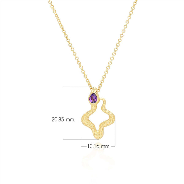 Gemondo ECFEW™ Amethyst Snake Pendant Necklace In Gold Plated Sterling Silver