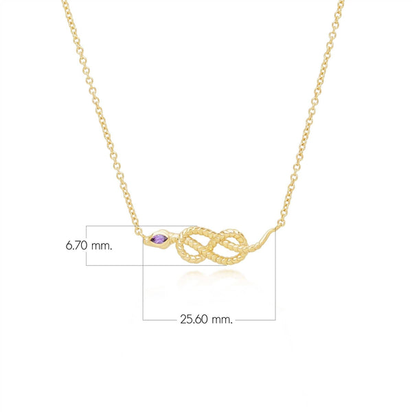 Gemondo ECFEW™ Amethyst Winding Snake Pendant Necklace In Gold Plated Sterling Silver