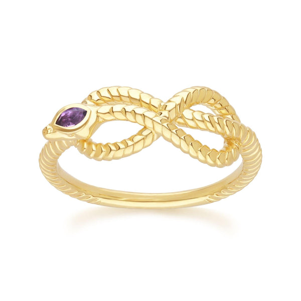 gemondo ECFEW™ Amethyst Winding Snake Ring in Gold Plated Sterling Silver