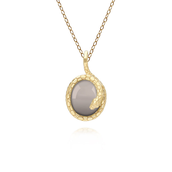 gemondo ECFEW™ Black Moonstone Winding Snake Pendant Necklace In Gold Plated Sterling Silver