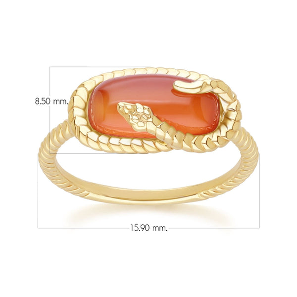 Gemondo ECFEW™ Carnelian Snake Ring In Gold Plated Sterling Silver