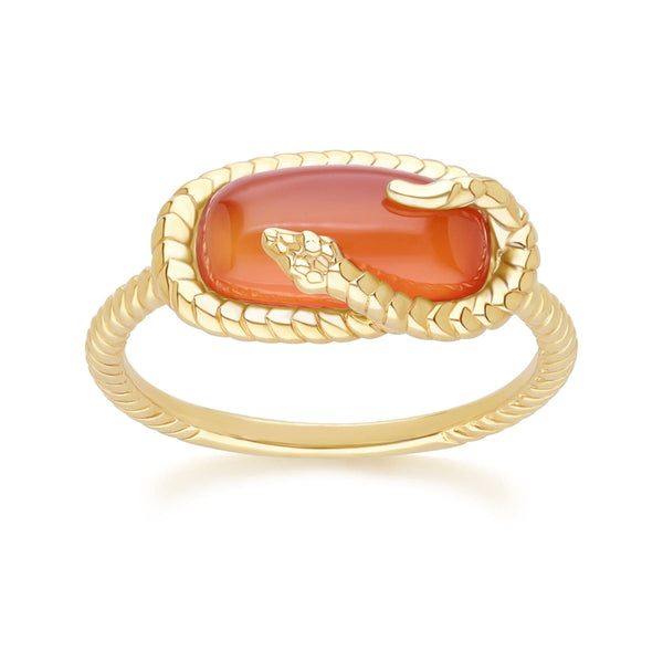 gemondo ECFEW™ Carnelian Snake Ring in Gold Plated Sterling Silver gemondo ECFEW™ Carnelian Snake Ring in Gold Plated Sterling Silver
