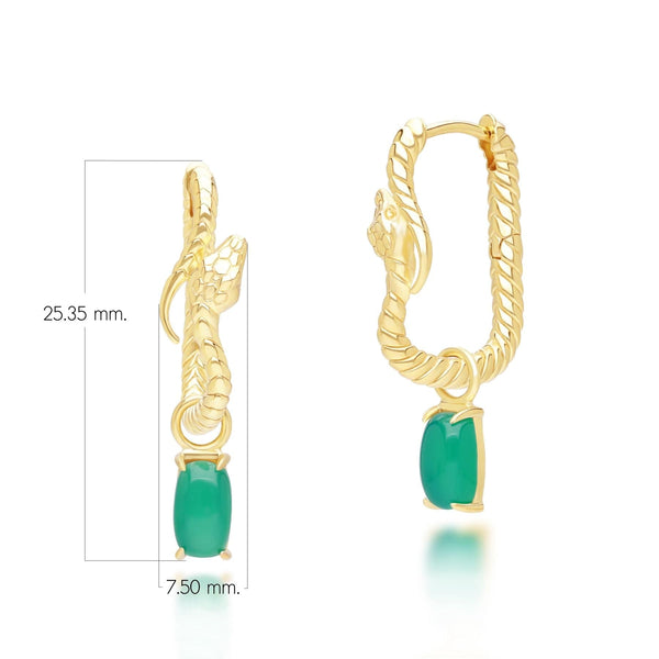 Gemondo ECFEW™ Chalcedony Snake Dangle Hoop Earrings In Gold Plated Sterling Silver