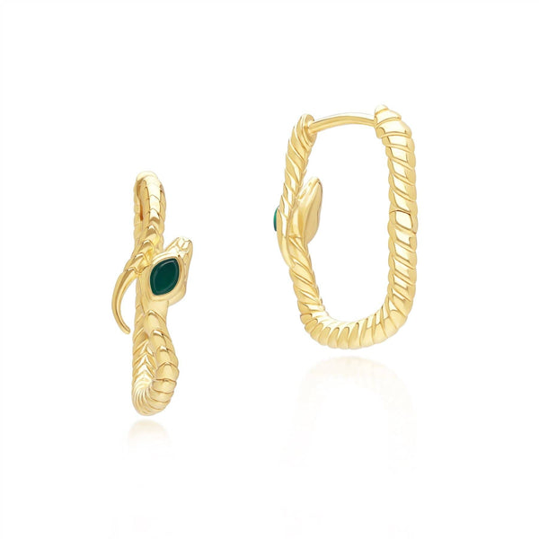 Gemondo ECFEW™ Chalcedony Snake Hoop Earrings In Gold Plated Sterling Silver