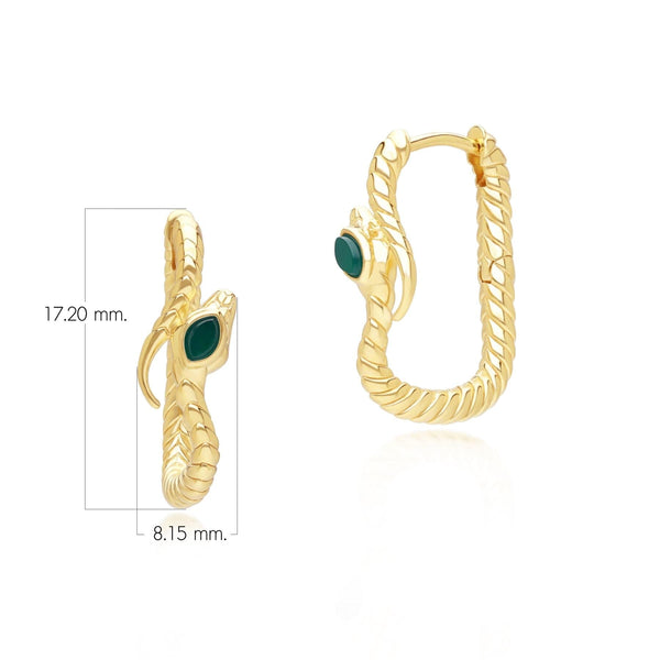 Gemondo ECFEW™ Chalcedony Snake Hoop Earrings In Gold Plated Sterling Silver