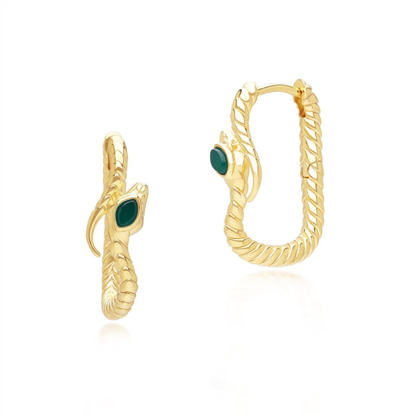 gemondo ECFEW™ Chalcedony Snake Hoop Earrings in Gold Plated Sterling Silver