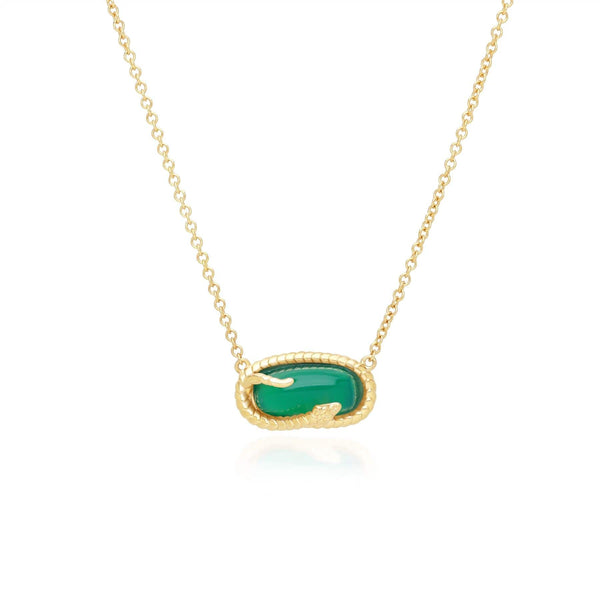 gemondo ECFEW™ Chalcedony Snake Pendant Necklace in Gold Plated Sterling Silver