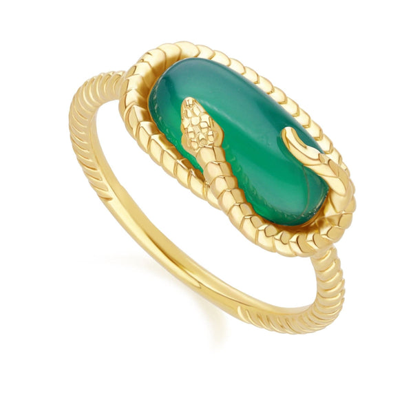 Gemondo ECFEW™ Chalcedony Snake Ring In Gold Plated Sterling Silver