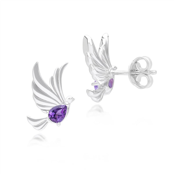 Gemondo ECFEW™ Creator Amethyst Dove Stud Earrings In Sterling Silver