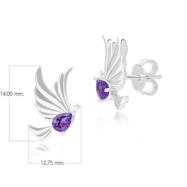 Gemondo ECFEW™ Creator Amethyst Dove Stud Earrings In Sterling Silver