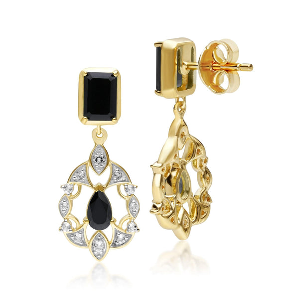 Gemondo ECFEW™ Creator Black Onyx Spinel & White Topaz Earrings In Gold Plated Sterling Silver