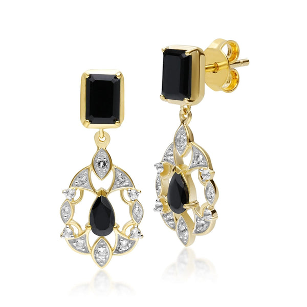 gemondo ECFEW™ Creator Black Onyx Spinel & White Topaz Earrings in Gold Plated Sterling Silver