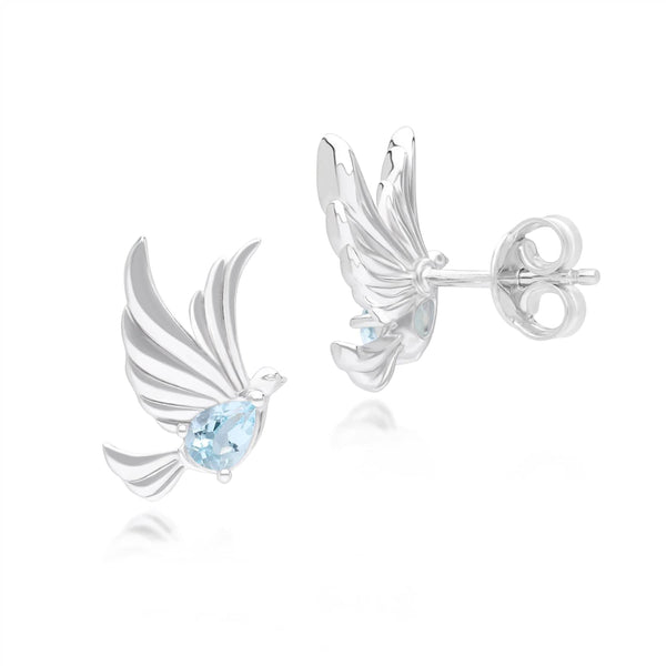 Gemondo ECFEW™ Creator Blue Topaz Dove Stud Earrings In Sterling Silver