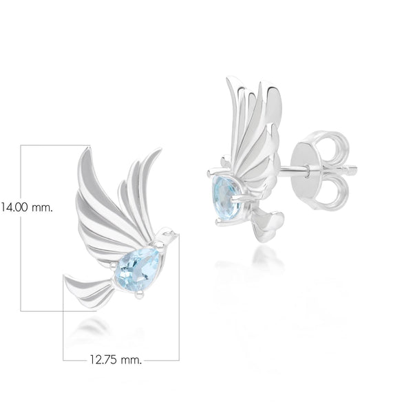 Gemondo ECFEW™ Creator Blue Topaz Dove Stud Earrings In Sterling Silver