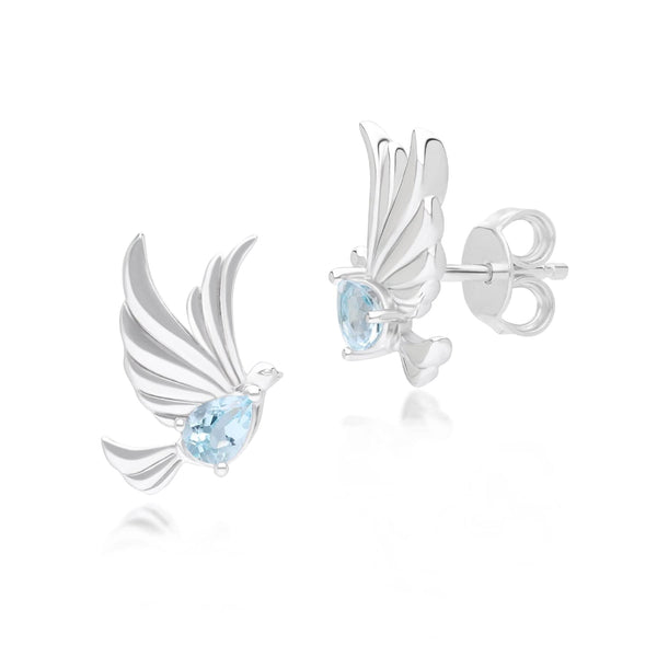 gemondo ECFEW™ Creator Blue Topaz Dove Stud Earrings in Sterling Silver