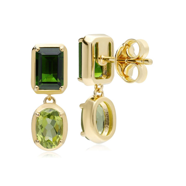 Gemondo ECFEW™ Creator Chrome Diopside & Peridot Dangle Earrings In Sterling Silver