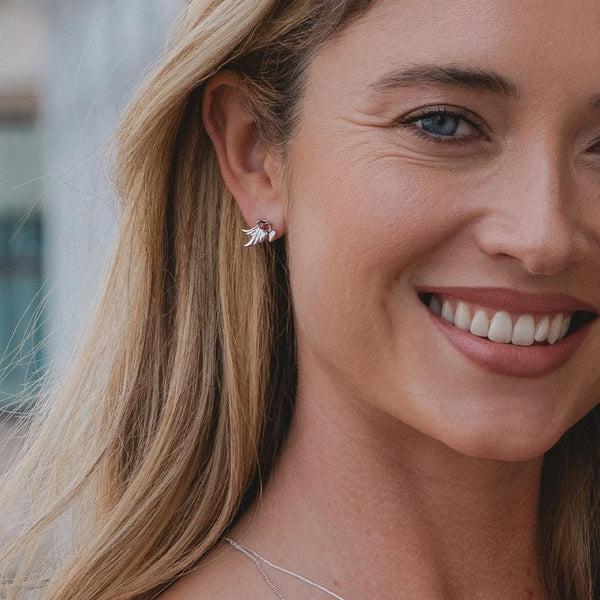 Gemondo ECFEW™ Creator Garnet Dove Stud Earrings In Sterling Silver