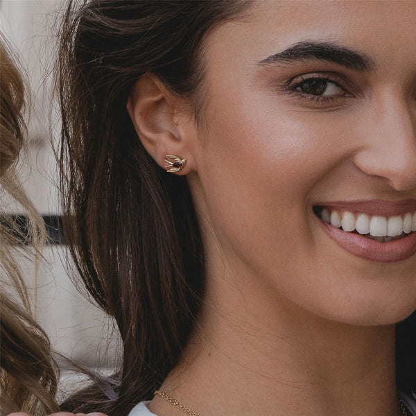 Gemondo ECFEW™ Creator Garnet Hummingbird Stud Earrings In Gold Plated Sterling Silver