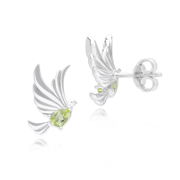 Gemondo ECFEW™ Creator Peridot Dove Stud Earrings In Sterling Silver