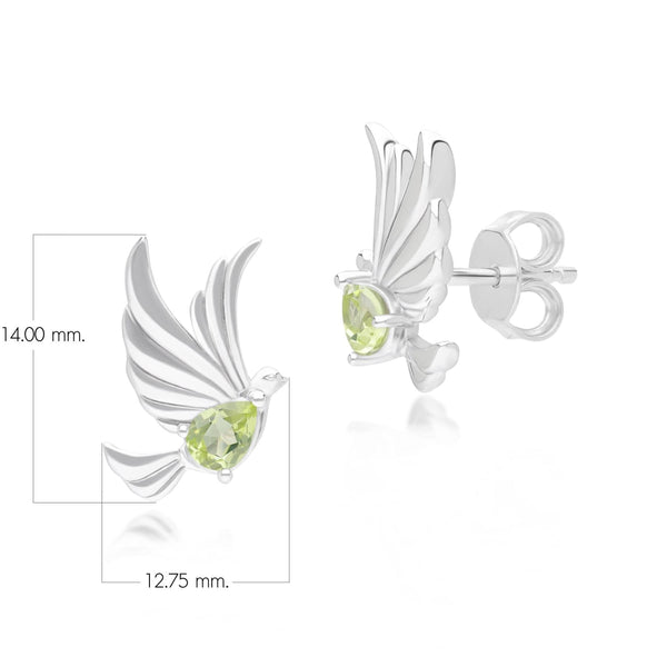 Gemondo ECFEW™ Creator Peridot Dove Stud Earrings In Sterling Silver