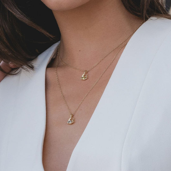 Gemondo ECFEW™ Creator Peridot Hummingbird Pendant Necklace In Gold Plated Sterling Silver