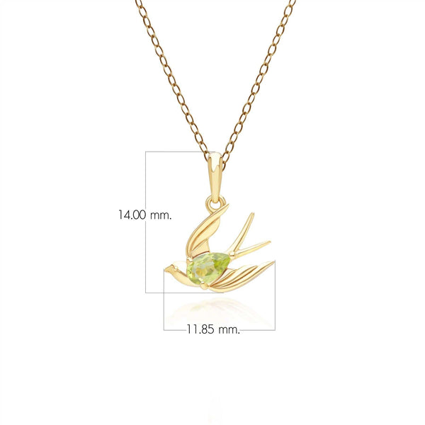 Gemondo ECFEW™ Creator Peridot Hummingbird Pendant Necklace In Gold Plated Sterling Silver