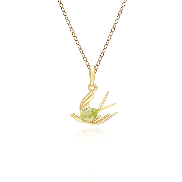 gemondo ECFEW™ Creator Peridot Hummingbird Pendant Necklace in Gold Plated Sterling Silver
