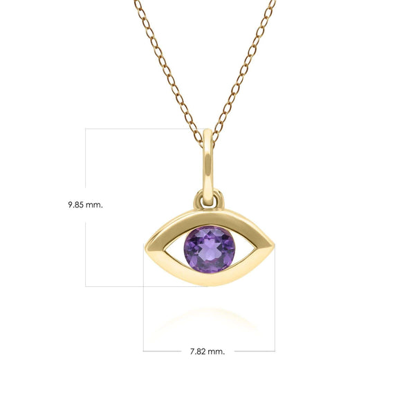Gemondo ECFEW™ Dainty Evil Eye Amethyst Pendant In 9ct Yellow Gold