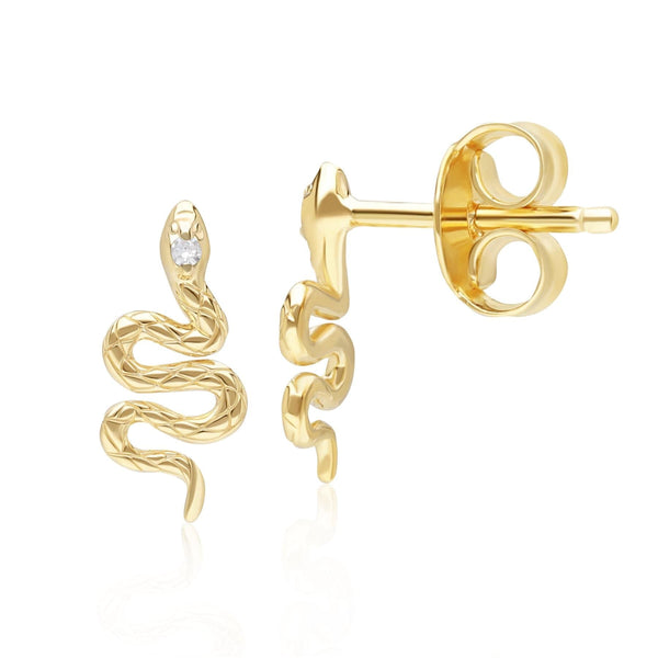 Gemondo ECFEW™ Diamond Snake Wrap Stud Earrings In 9ct Yellow Gold