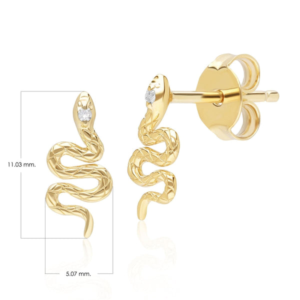 Gemondo ECFEW™ Diamond Snake Wrap Stud Earrings In 9ct Yellow Gold