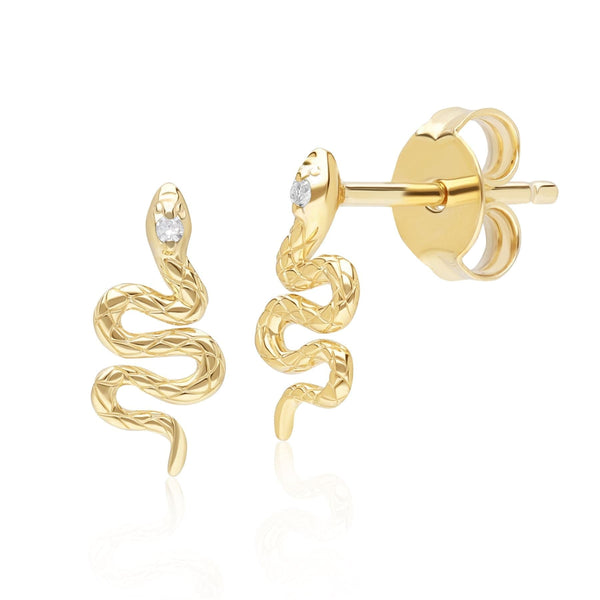 gemondo ECFEW™ Diamond Snake Wrap Stud Earrings in 9ct Yellow Gold