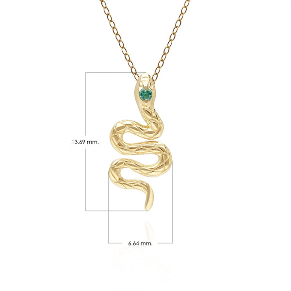 Gemondo ECFEW™ Emerald Snake Wrap Pendant In 9ct Yellow Gold