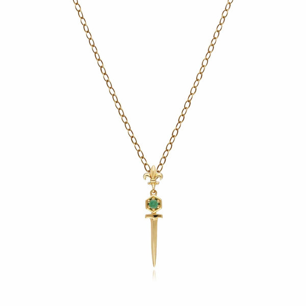 gemondo ECFEW™ Emerald Sword Pendant Necklace In 9ct Yellow Gold
