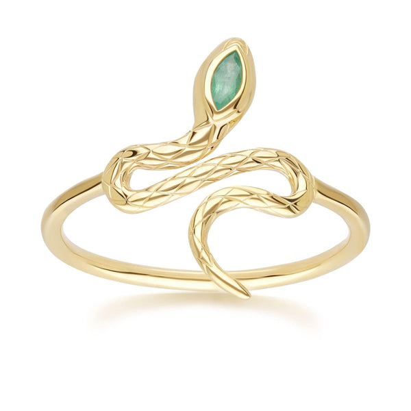 gemondo ECFEW™ Emerald Winding Snake Ring in 9ct Yellow Gold