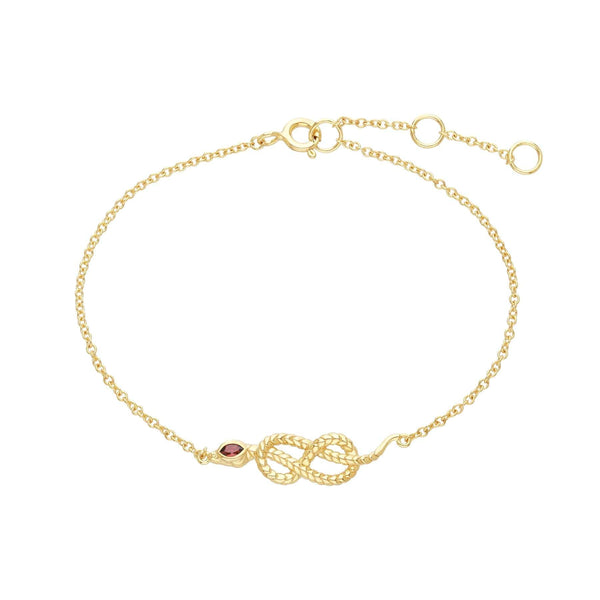 gemondo ECFEW™ Garnet Snake Link Bracelet in Gold Plated Sterling Silver