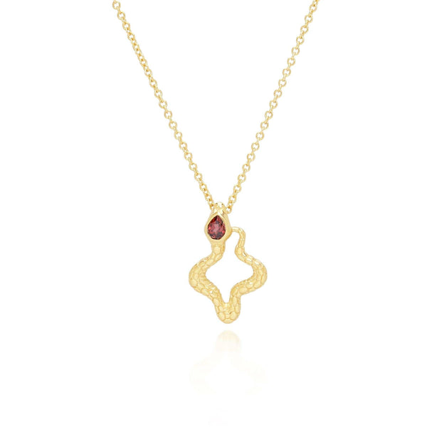 gemondo ECFEW™ Garnet Snake Pendant Necklace in Gold Plated Sterling Silver