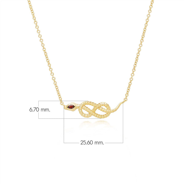 Gemondo ECFEW™ Garnet Winding Snake Pendant Necklace In Gold Plated Sterling Silver