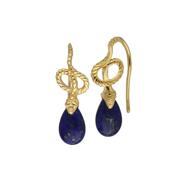 Gemondo ECFEW™ Lapis Lazuli Winding Snake Drop Earrings In Gold Plated Sterling Silver