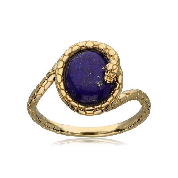 Gemondo ECFEW™ Lapis Lazuli Winding Snake Ring In Gold Plated Sterling Silver