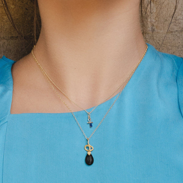 Gemondo ECFEW™ Onyx Winding Snake Pendant In Gold Plated Sterling Silver