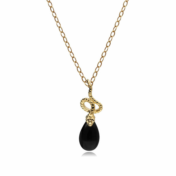 gemondo ECFEW™ Onyx Winding Snake Pendant in Gold Plated Sterling Silver