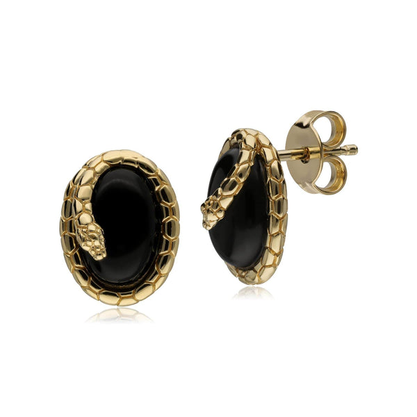 gemondo ECFEW™ Onyx Winding Snake Stud Earrings In Sterling Silver