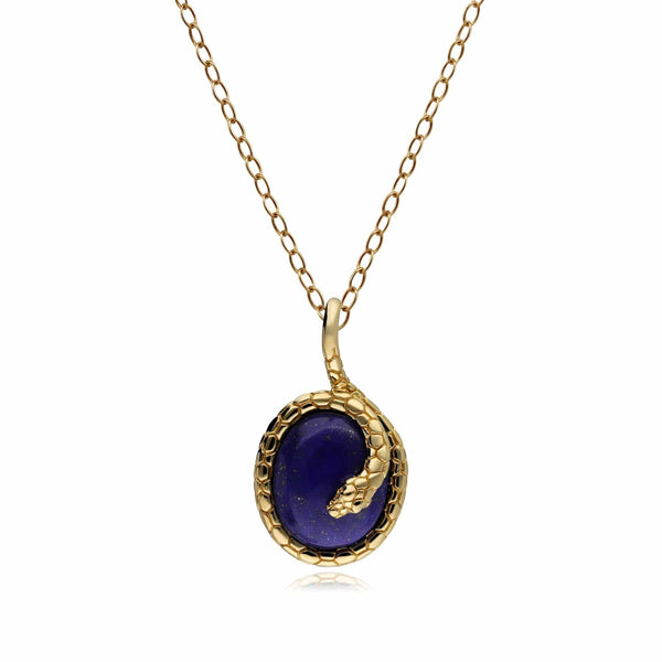 gemondo ECFEW™ Oval Lapis Lazuli Winding Snake Pendant Necklace in Gold Plated Sterling Silver