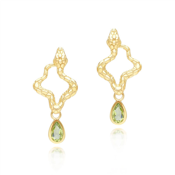 gemondo ECFEW™ Peridot Snake Drop Earrings in Gold Plated Sterling Silver