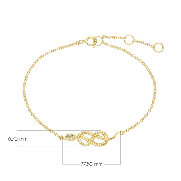 Gemondo ECFEW™ Peridot Snake Link Bracelet In Gold Plated Sterling Silver