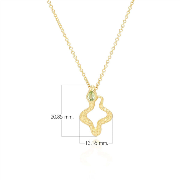 Gemondo ECFEW™ Peridot Snake Pendant Necklace In Gold Plated Sterling Silver