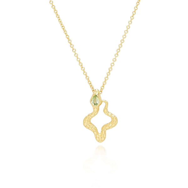 gemondo ECFEW™ Peridot Snake Pendant Necklace in Gold Plated Sterling Silver