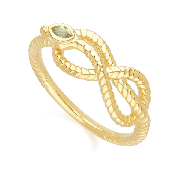 Gemondo ECFEW™ Peridot Winding Snake Ring In Gold Plated Sterling Silver
